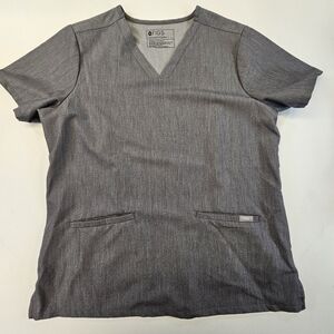 Figs Womens Large Gray Technical 3 Pocket Scrub Top Graphite